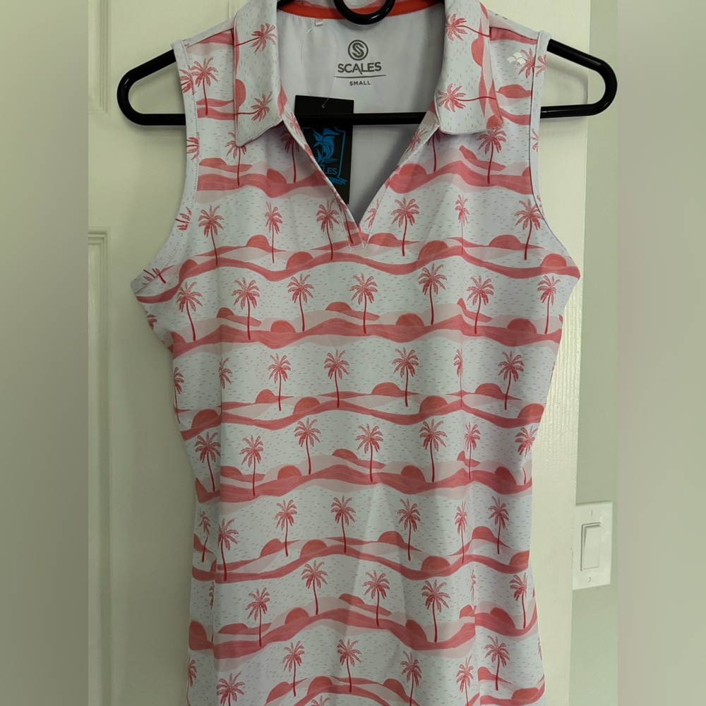 Scales Pink and White Palm Tree Tank Top